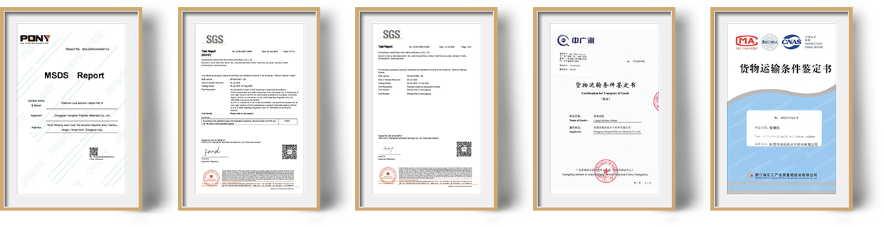 Certificados de conformidade para produtos de silicone de alta consistência
